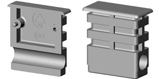 Bushes with bore for rectangular tube