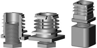 Insert-vrins pour tube carr avec 1 angle rayonn R 6 mm